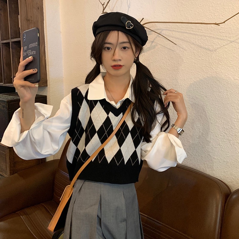 Áo len Pure Cube không tay cổ chữ V phong cách retro độc đáo