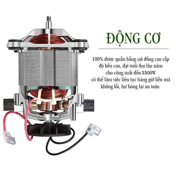 Máy xay sinh tố,xay thịt đa năng,máy xay công nghiệp HAEGER -2L công suất lớn 1500W - xay mạnh,xay mịn cả đá.BH 12 tháng