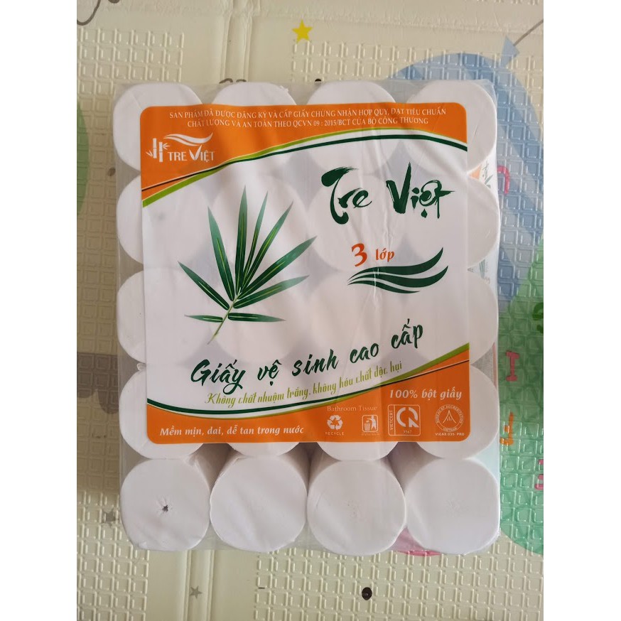 Giấy Vệ Sinh 3 Lớp Siêu Dai Không Lõi, nặng 1,4 đến 1,45kg/1 bịch 20 cuộn) Loại 1