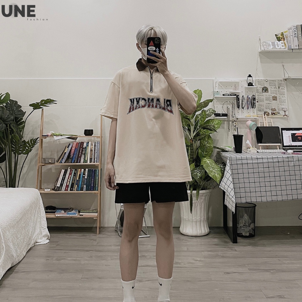 ÁO THUN POLO NAM NỮ FORM RỘNG TAY LỠ KIỂU HÀN, ÁO PHÔNG CÓ CỔ KHOÁ KÉO BLANCXK