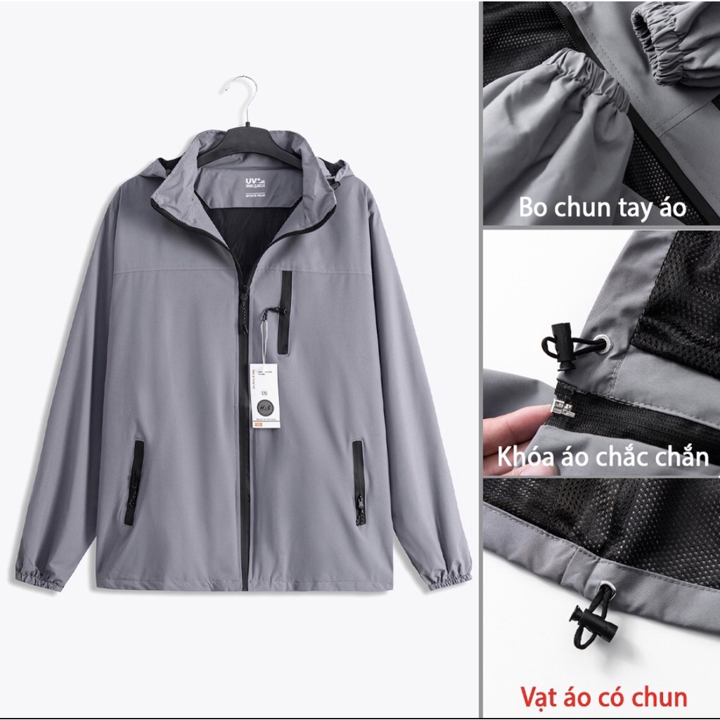 Áo khoác dù Lota nam nữ thể thao nón tháo rời tiện lợi, túi khóa kéo chắc chắn, áo khoác dù lót lưới vải dù 2 lớp xịn sò