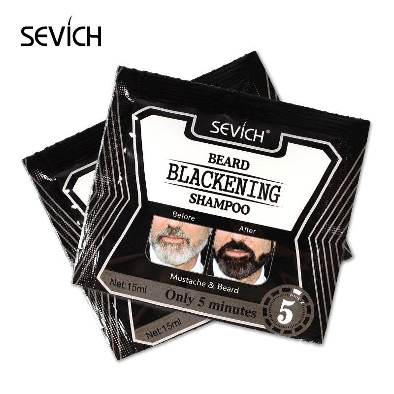 ⏩ 5 Minutes Blackening Beard Shampoo Dye Beard Herb Natural Faster Blacken Beard Shampoo 15ml 【Luun】