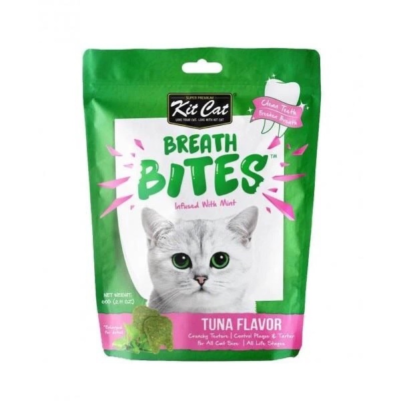 Snack nhai sạch răng cho mèo 60gr - KitCat Breathbites -QUỐC HƯNG VET