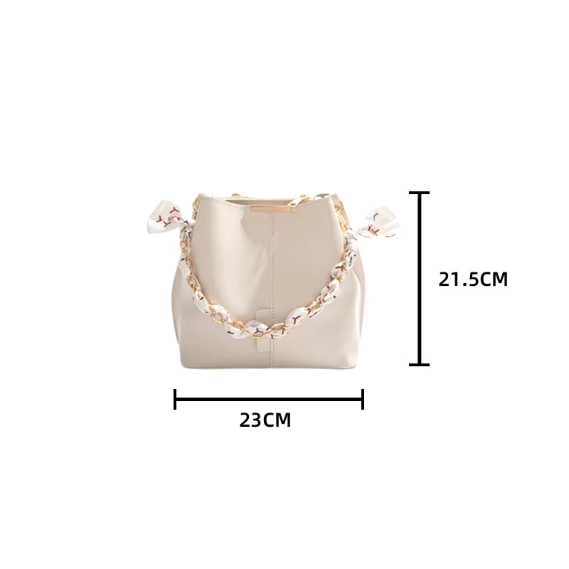 Túi đeo vai nữ bo viền kèm quai tết khăn túi bucket 2 ngăn