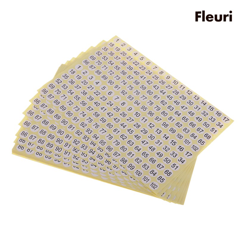 Bộ 15 Miếng Dán Đánh Dấu Số Từ 1-102
