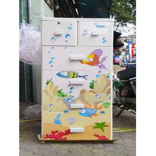 Tủ Nhựa Quần Áo Trẻ Em Sơ Sinh 5 Tầng Cao Cấp PUCCA Song Long - BH 5 Năm