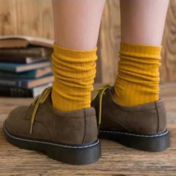 Set 5 Vớ Trơn Gân Cổ Cao (5 Đôi 5 Màu)*