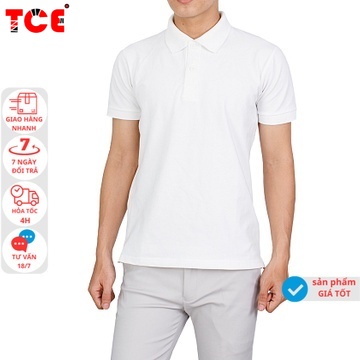 Áo thun polo ngắn tay cổ bẻ TCE vải cotton co dãn dáng trơn trẻ trung