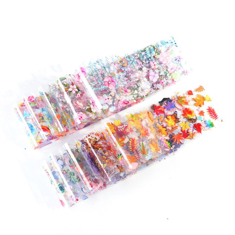 Bộ 10 Miếng Dán Móng Tay Họa Tiết Hoa Lá Phong / Bướm Xinh Xắn