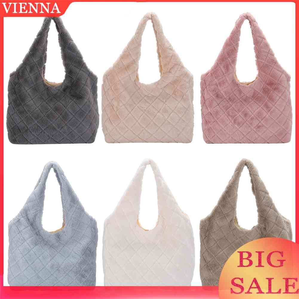 Túi Xách Lông Nhung Mềm Mại Họa Tiết Hình Thoi Thời Trang Thu Đông Cho Nữ