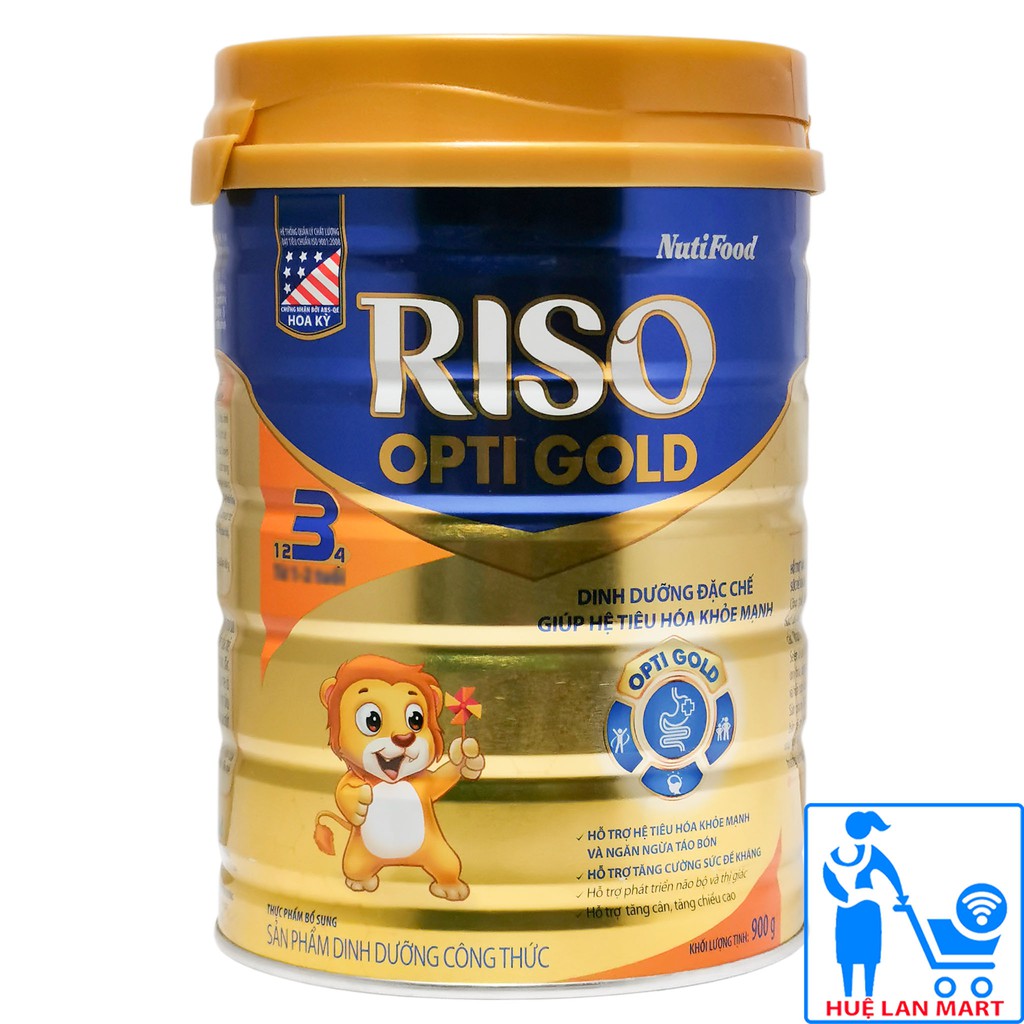 [CHÍNH HÃNG] Sữa Bột Nutifood Riso Opti Gold 3 - Hộp 900g (Dinh dưỡng đặc chế giúp hệ tiêu hóa khỏe mạnh)