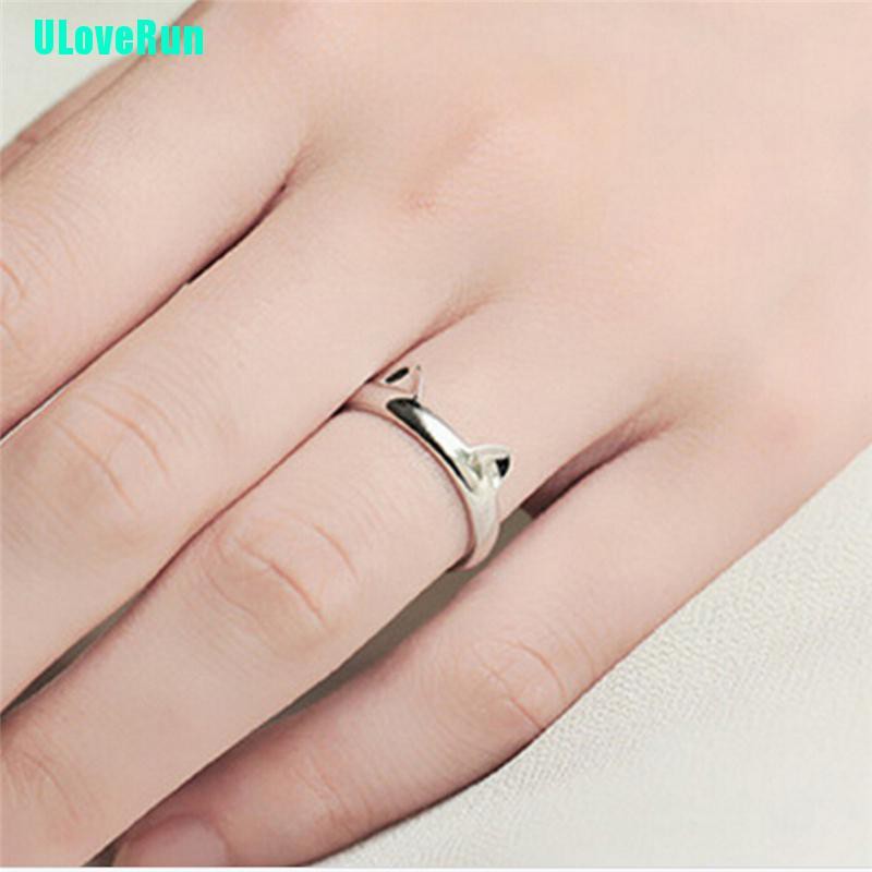 1 Nhẫn Mạ Bạc Hình Tai Mèo Dễ Thương