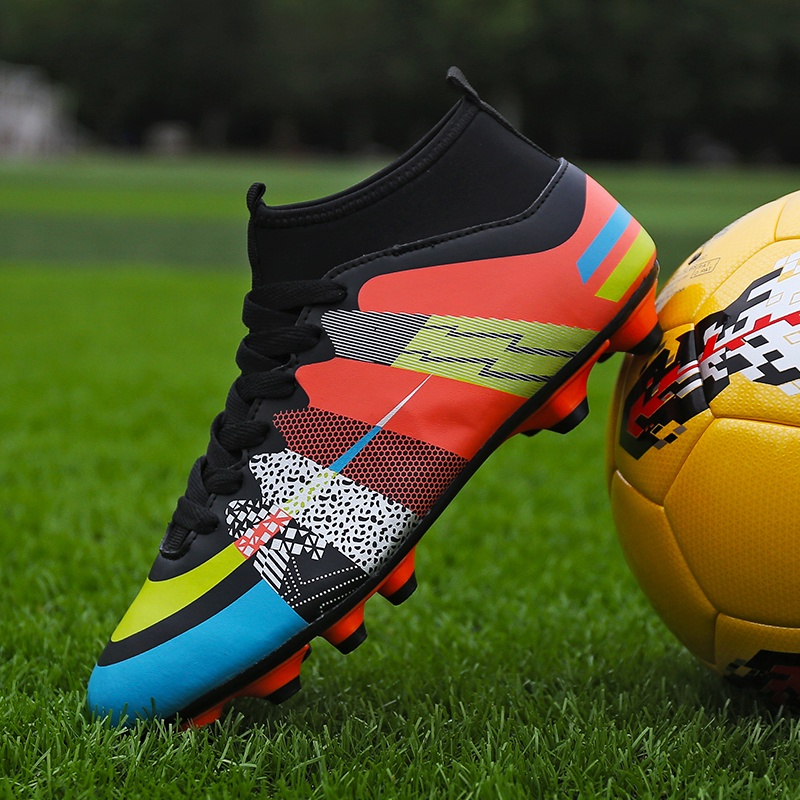 Kích thước:31-43 FG Giày bóng đá có mũi nhọn cao cho trẻ em , giày huấn luyện bóng đá sân cỏ nhân tạo cho thanh niên