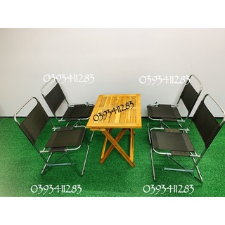 Combo 4 ghế dù 1 bàn gỗ xếp