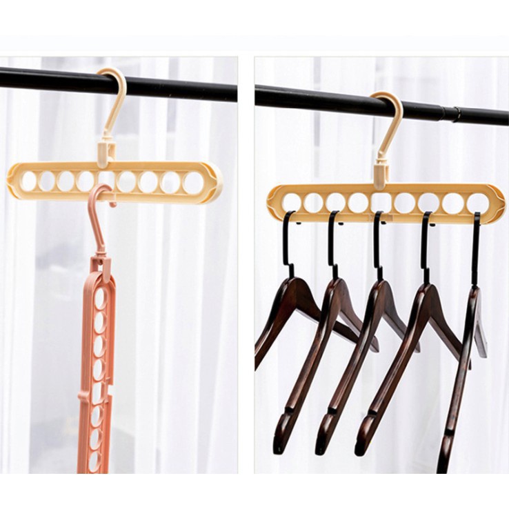 Móc Treo Quần Áo Đa Năng 9 Lỗ Tiết Kiệm Diện Tích COMBO 2 Móc MS2341