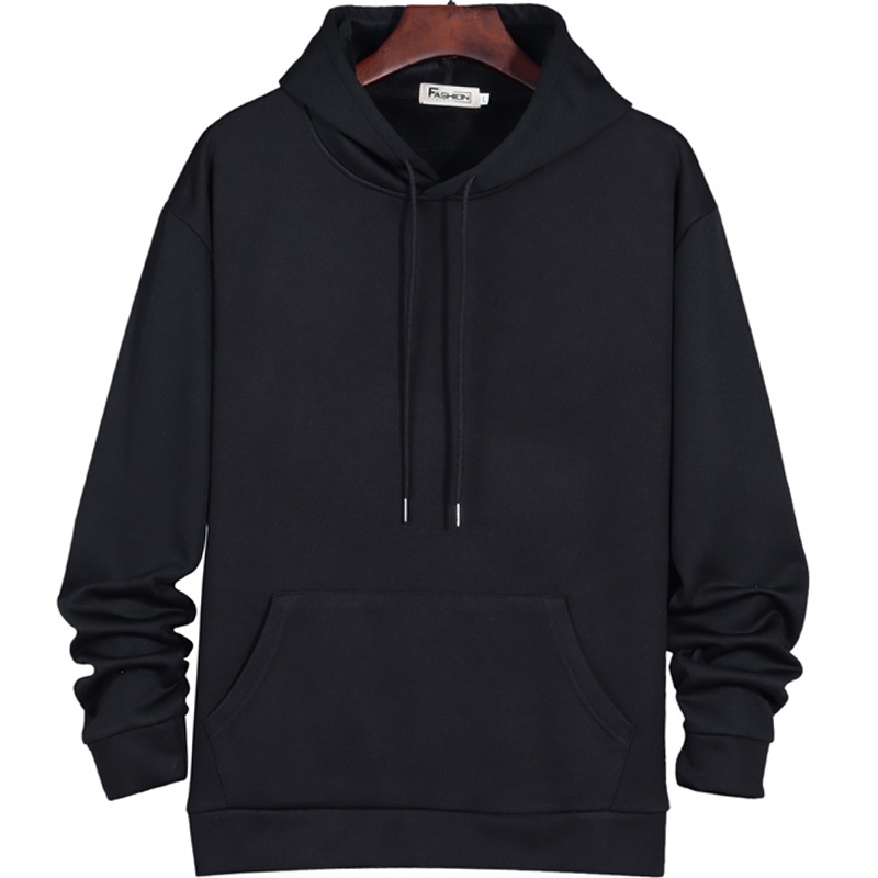Áo hoodie tay dài dáng rộng màu trơn đơn giản thời trang Hàn Quốc cho nam