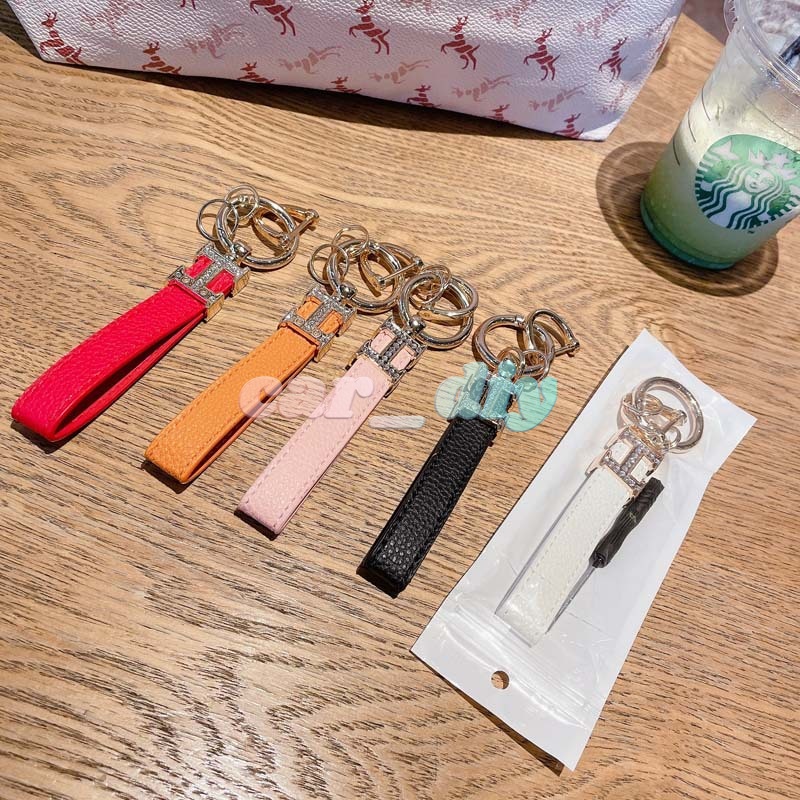 Móc Khóa Da Hình Chữ H Đính Đá Cao Cấp