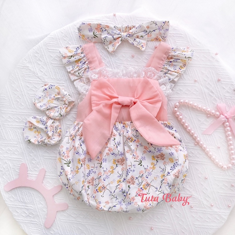 Body Cho Bé Chất Thô Lụa Phối Tơ Nến Hồng FREESHIP  Body Bé Gái Thiết Kế