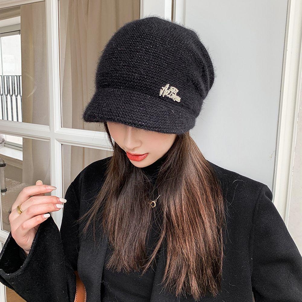 Mũ Beanie Lông Thỏ Dày Mềm Mại Ấm Áp Chống Gió