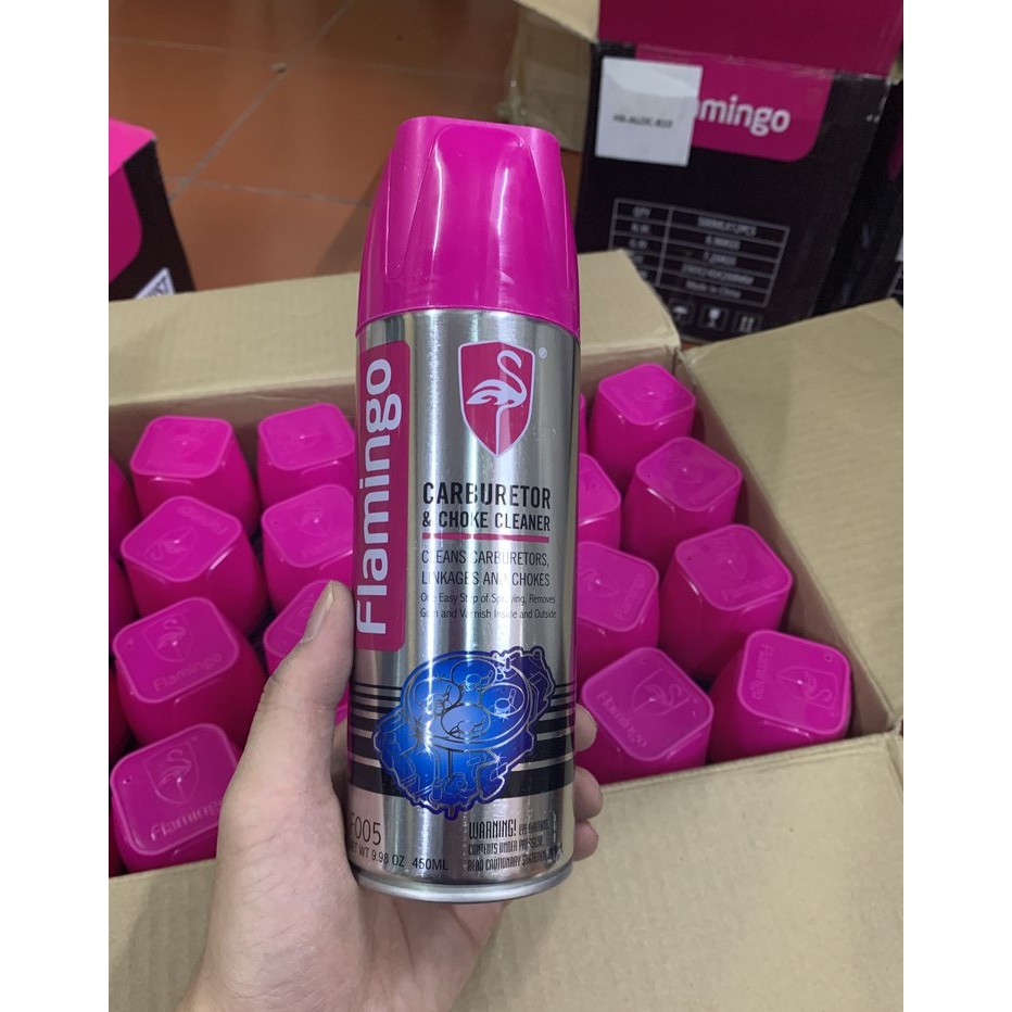 CHAI XỊT VỆ SINH BỘ CHẾ HÒA KHÍ / HỌNG XĂNG KIM PHUN - FLAMINGO CARBURETOR & CHOKE CLEANER  450ML