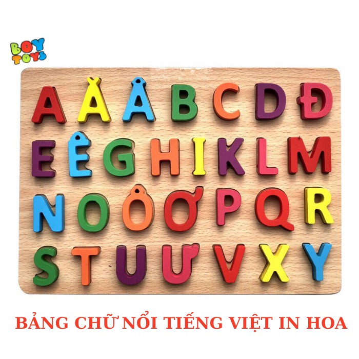 Bảng chữ cái nổi tiếng Việt in hoa bằng gỗ cho bé thỏa sức học tập