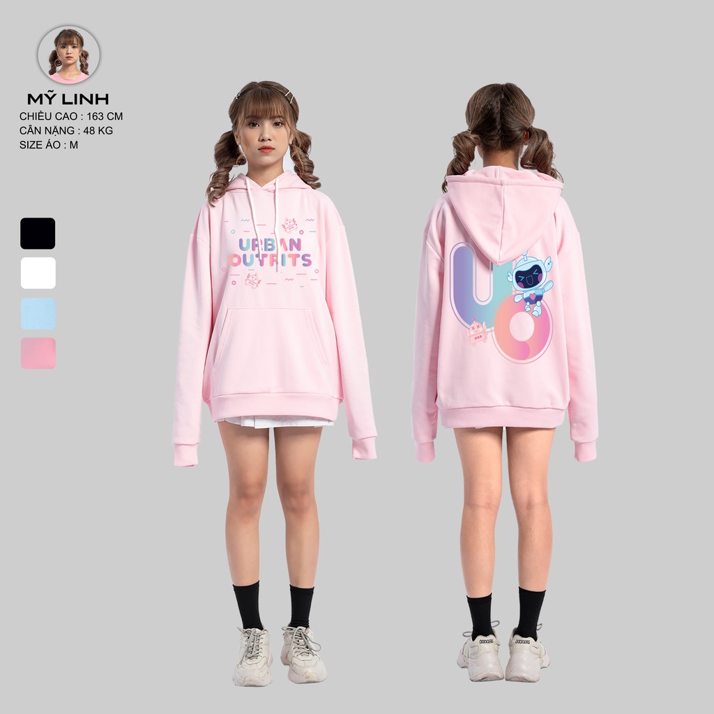 Áo Hoodie Nữ Nam Form Rộng URBAN OUTFITS In Bots UO HOO03 Thun Cotton Nỉ