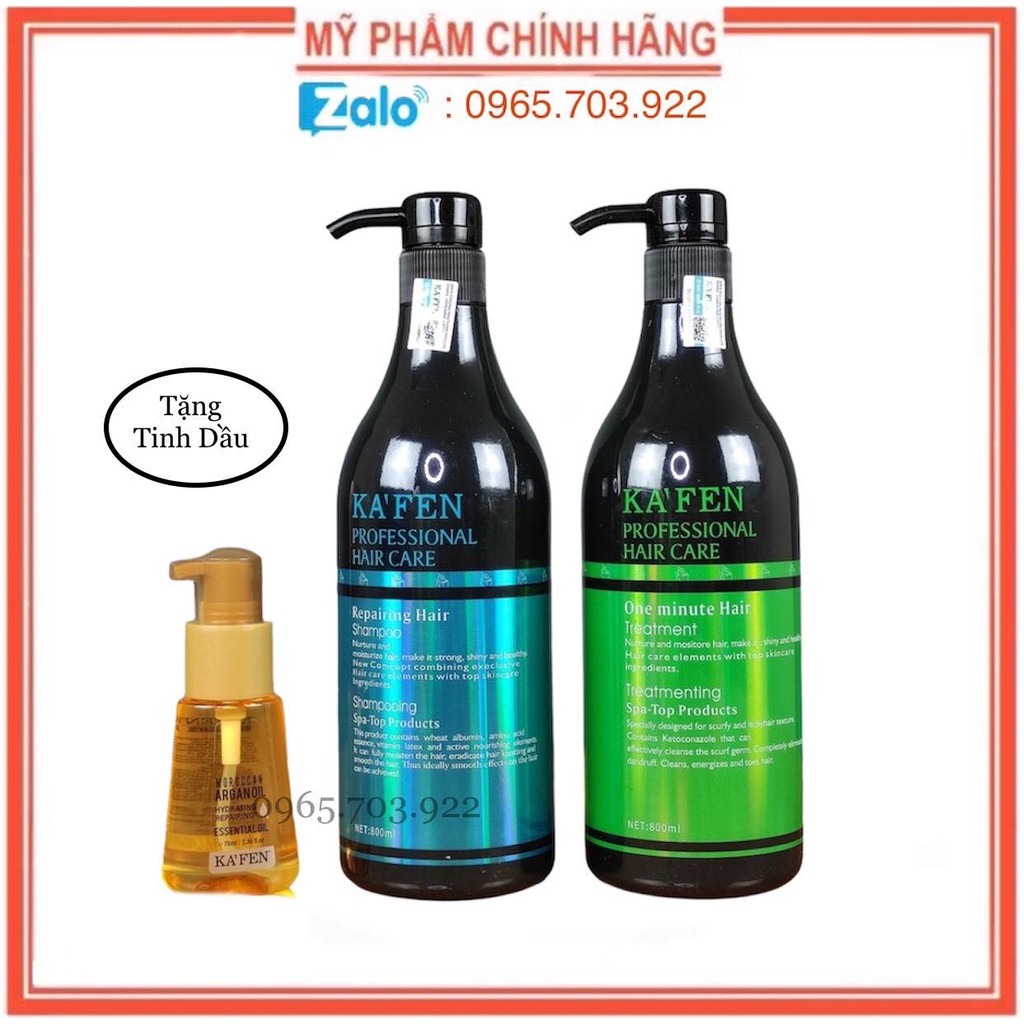 Bộ Dầu Gội - Xả Hoàn Hình Kafen Siêu Mềm Mượt 800ml X 2 - Tặng Tinh Dầu Kafen