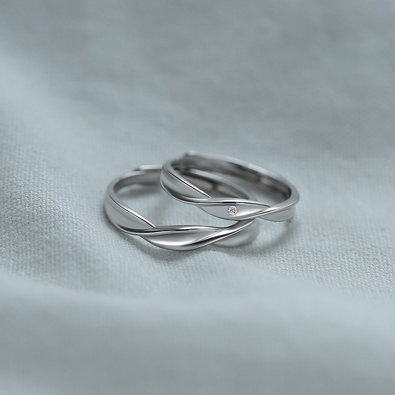 Cặp Nhẫn Hở Gợn Sóng Đơn Giản Thời Trang Cho Nam Nữ