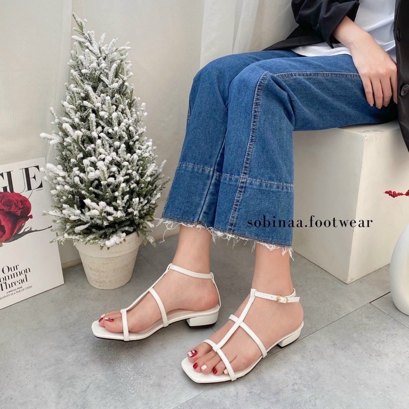 sandal trắng 3 dây