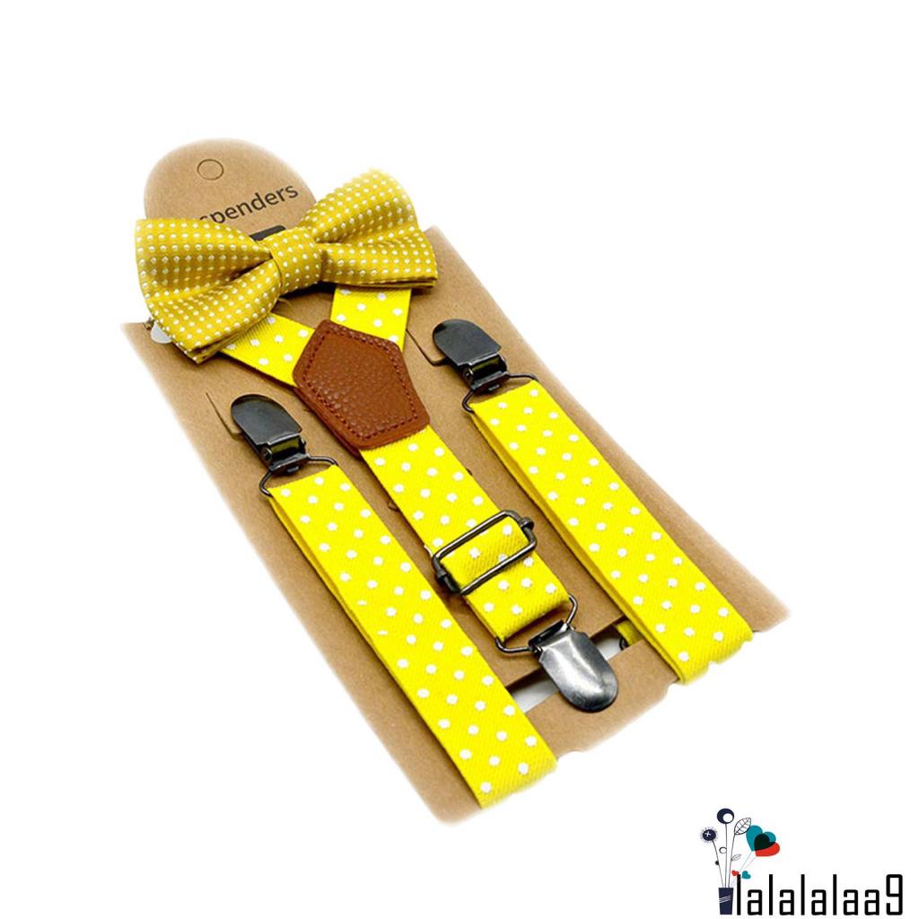 Set Đồ 3 Món Gồm Dây Đai Thắt Nơ Chấm Bi + Dây Đeo + Kẹp Quần Cho Bé Trai