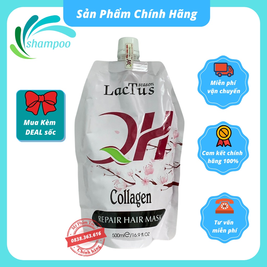 Kem hấp tóc COLLAGEN QH LACTUS dưỡng sinh phục hồi dưỡng sâu ngăn gàu, giảm rụng và kích thích mọc tóc