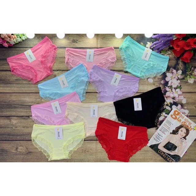 Combo 10 quần chip cotton phối ren