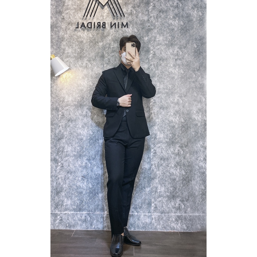 Vest nam Ấu, Áo Blazer Hàn Quốc 2 Màu xám/đen kiểu 2 nút hàng 2 lớp chất liệu dày dặn | BigBuy360 - bigbuy360.vn