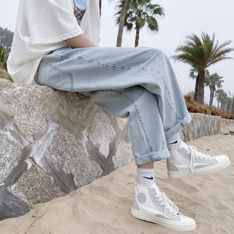 Quần Baggy xanh sáng nhạt, ống xuông rộng  TR03 style hàn quốc 2021-Trend Clothing