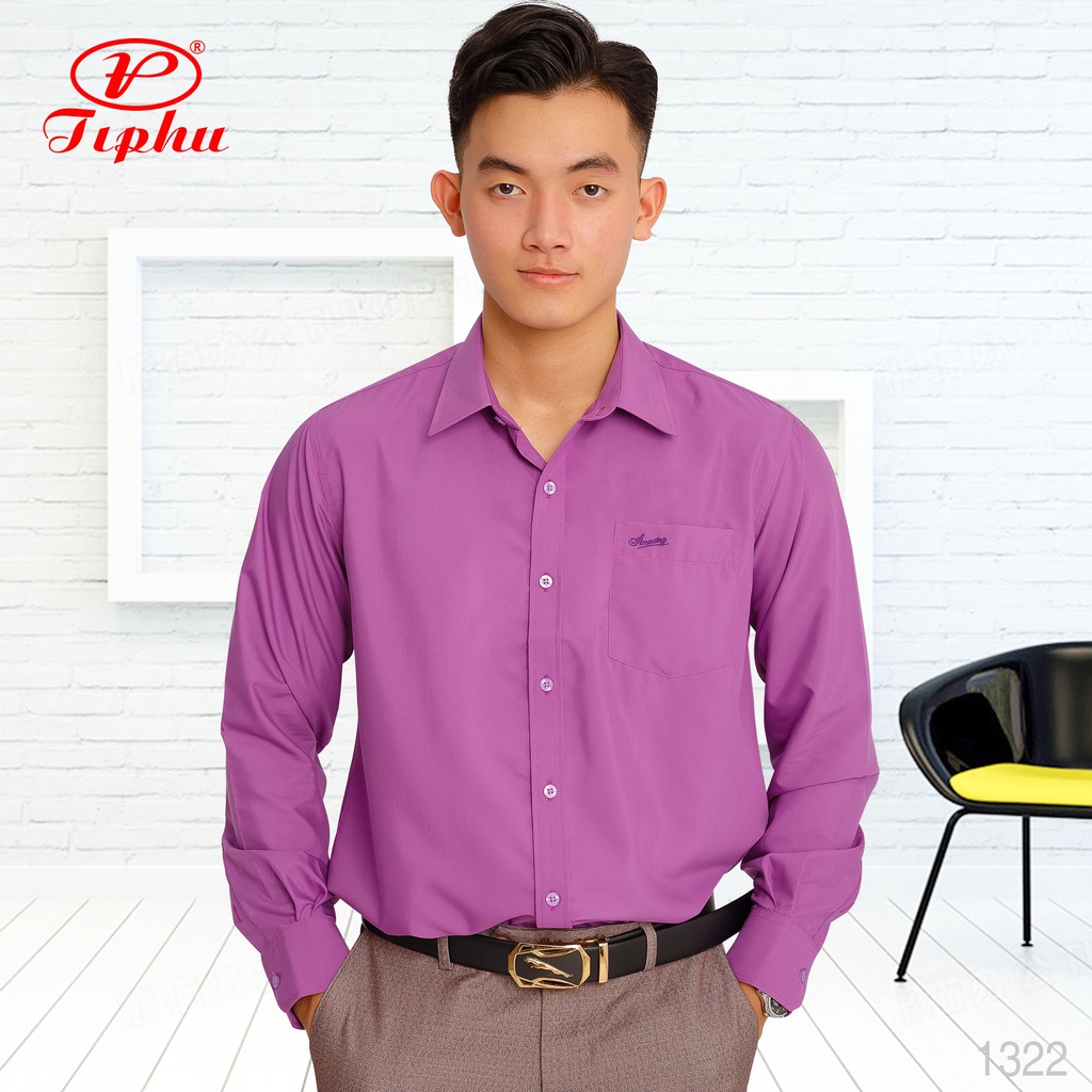Áo sơ mi tay dài màu trơn, thời trang nam thanh lịch Amazing, vải sợi tre thoáng mát, lai cua, big size
