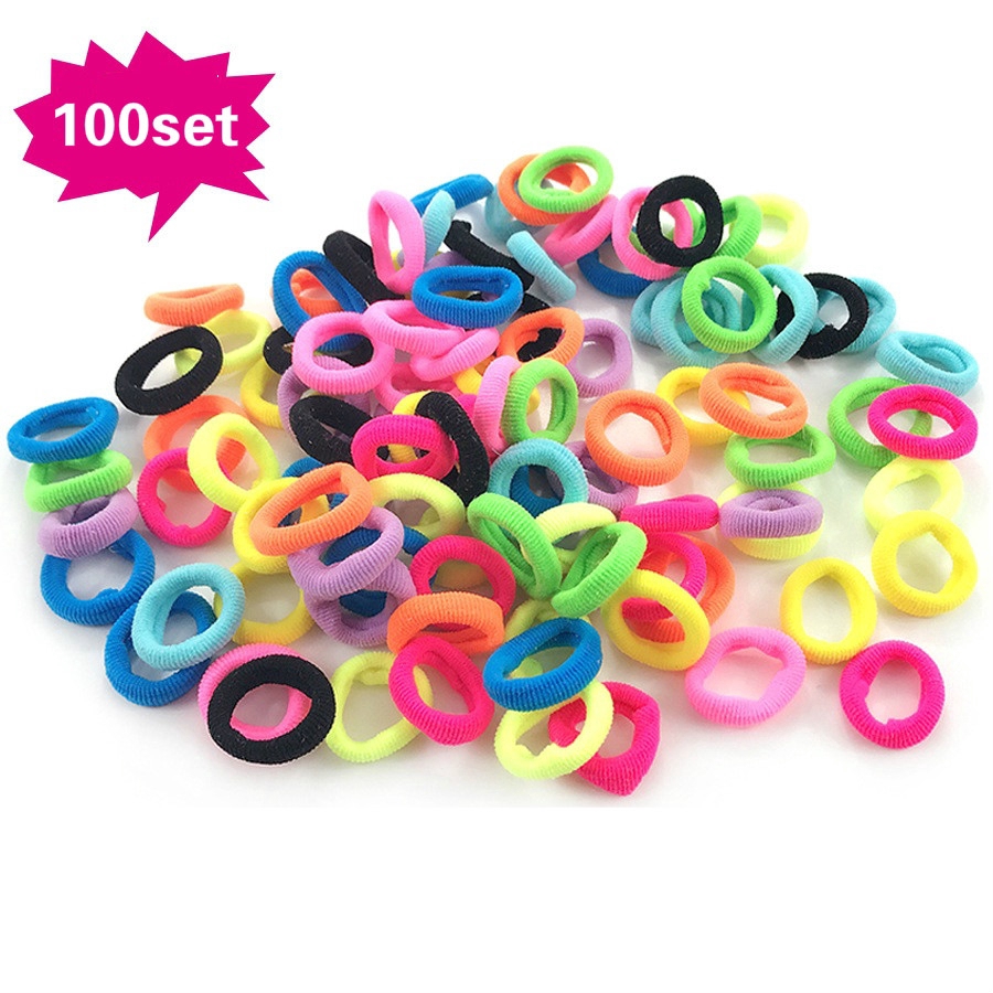 Set 100 dây cột tóc co giãn