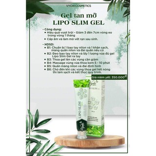 (HÀNG CHÍNH HÃNG) Gel Tan Mỡ Liposlim Vychi