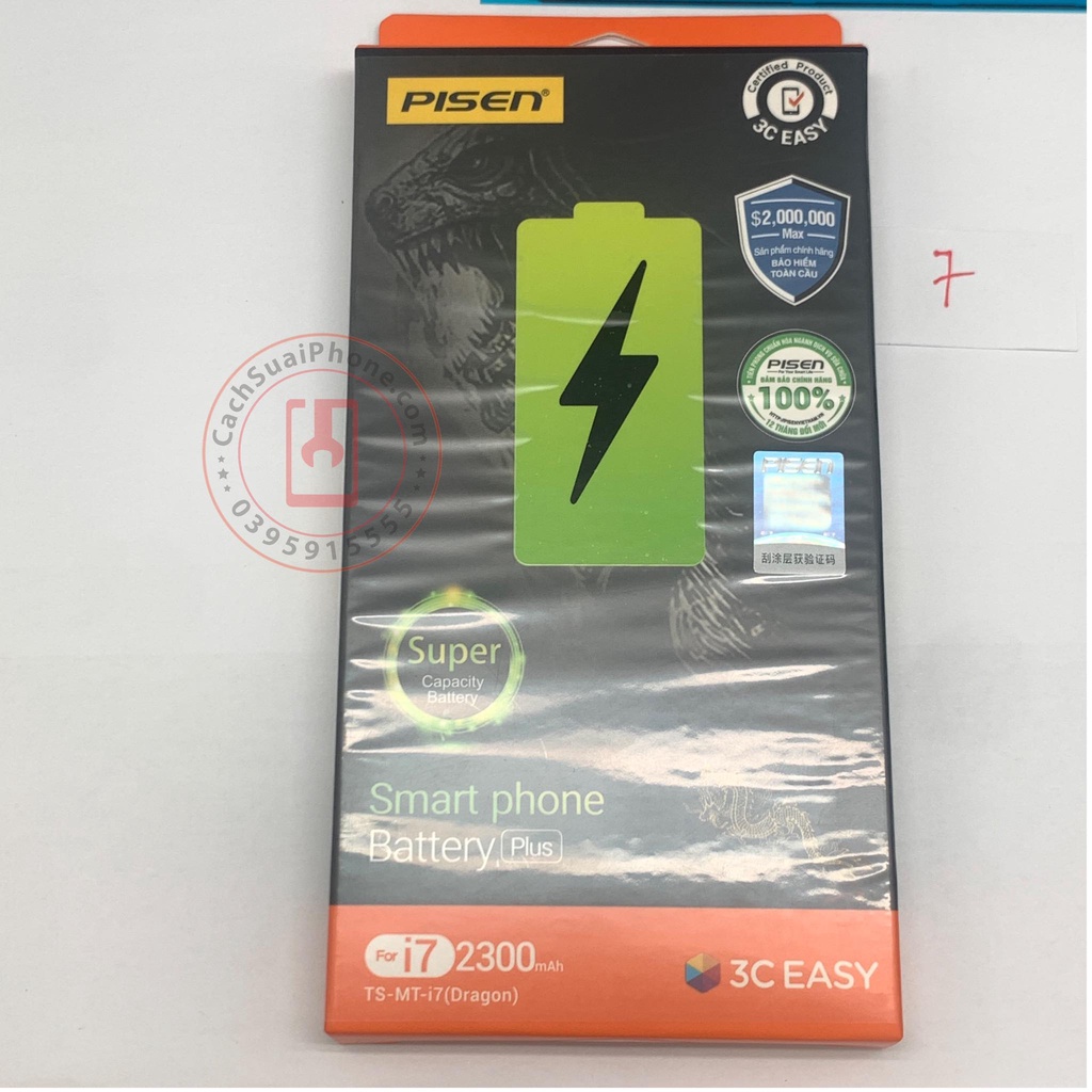 Pin Pisen Việt Nam Dung Lượng Siêu Cao cho điện thoại Táo