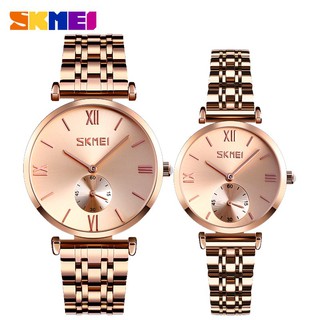 Đồng Hồ SKMEI 9198 Chuyển Động Thạch Anh Với Dây Đeo Từ Inox Thời Trang Sang Trọng Dành Cho Cặp Đôi