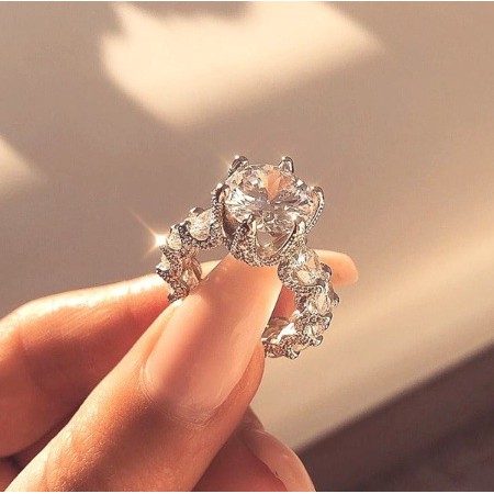 Nhẫn cho nữ đính đá zircon phong cách Âu Mỹ