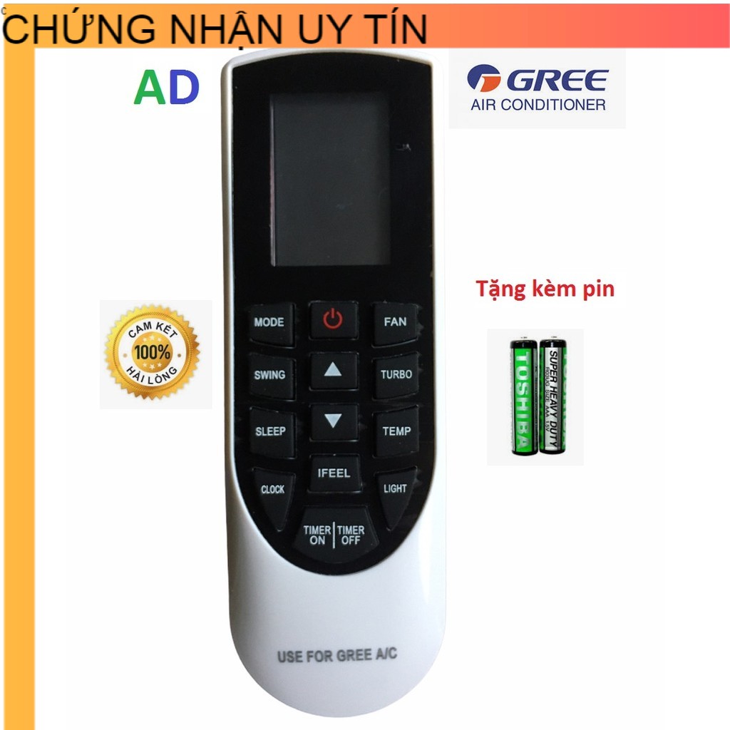 Remote Điều khiển điều hòa Gree mặt đen YAN1F1 - TẶNG KÈM PIN - Điều khiển máy lạnh Gree GWC-K3NN