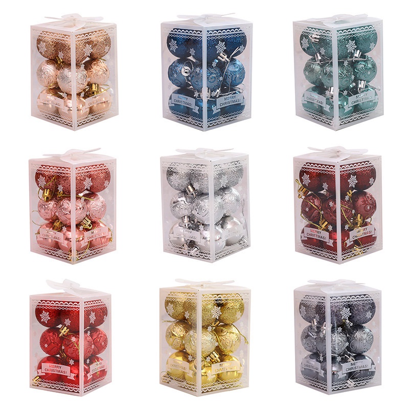 Set 12 Trái Châu 4CM Bằng Nhựa Mạ Điện Nhiều Màu Sắc Treo Cây Thông Noel Trang Trí Nội Thất