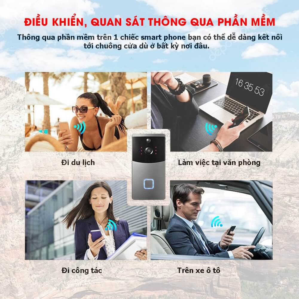 Camera chuông cửa không dây wifi VDB06N10 (Tặng kèm Pin + Chuông )