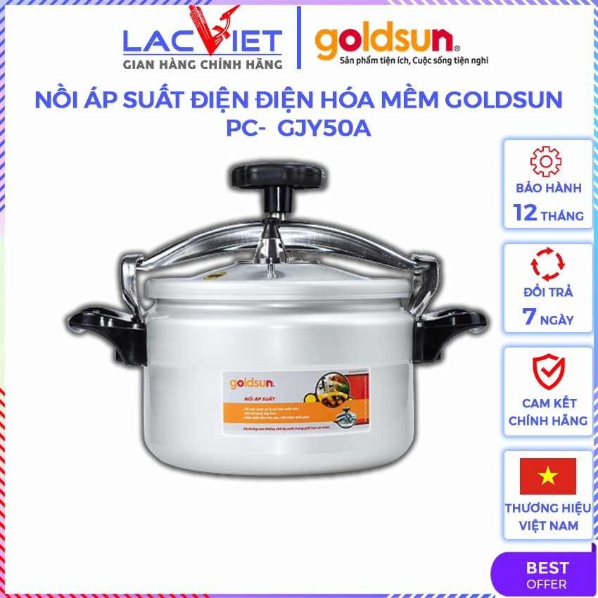 Nồi áp suất nhôm Goldsun ĐH Mềm PC-GJY50A - Dung tích 5L, Hàng chính hãng - Bảo hành 12 tháng