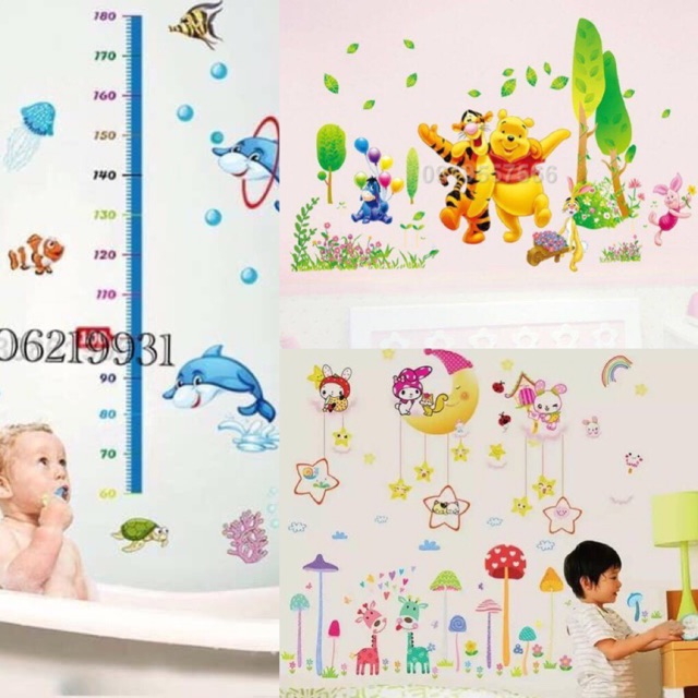 Tranh decal dán tường cho bé- combo 4 tranh