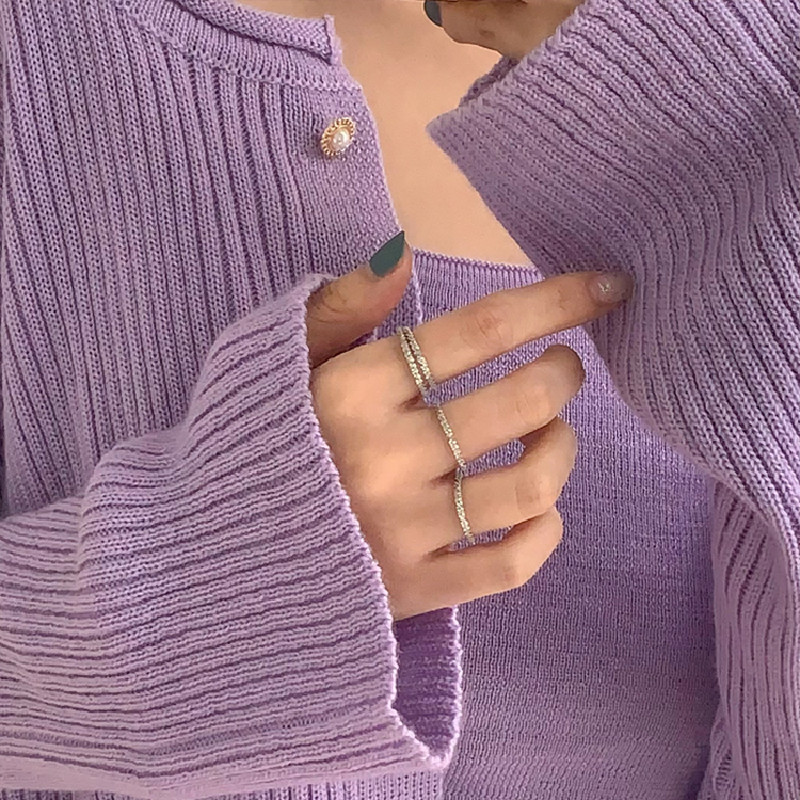 Ahellogirl Nhẫn kim loại mạ bạc 16 17 18mm thời trang cho nữ