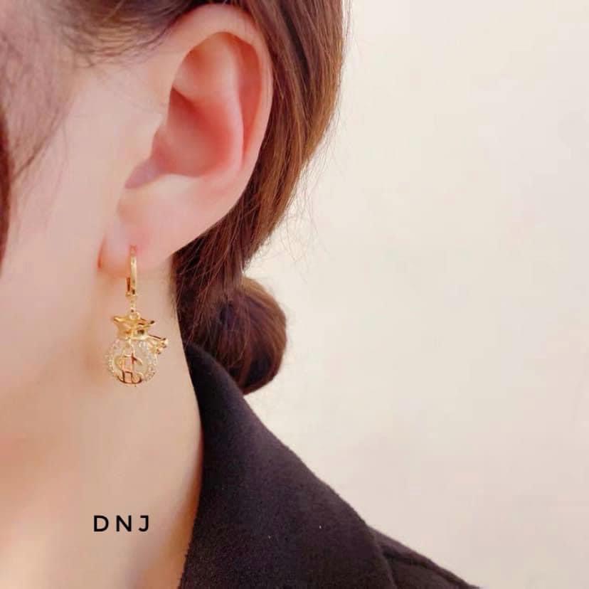 Bông tai nữ bạc thật hình túi tiền hàng hot LINH MIU SILVER