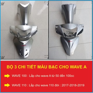 combo 3 chi tiết nhựa màu bạc cho wave 110