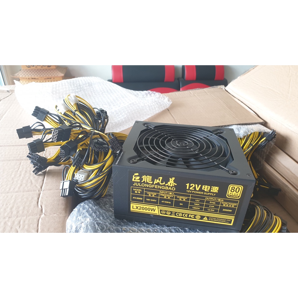 Nguồn Trâu - PSU 2000W dành cho máy đào ETH ETC RVN CFX ERG,....cho main liền & VGA dây dài