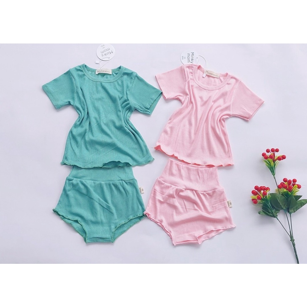 Bộ cộc tay vải tăm lạnh cho bé 7-18kg, quần cạp cao co giãn 4 chiều, hàng đẹp - BO29